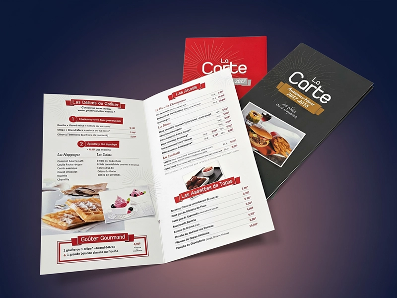 Menus depliant